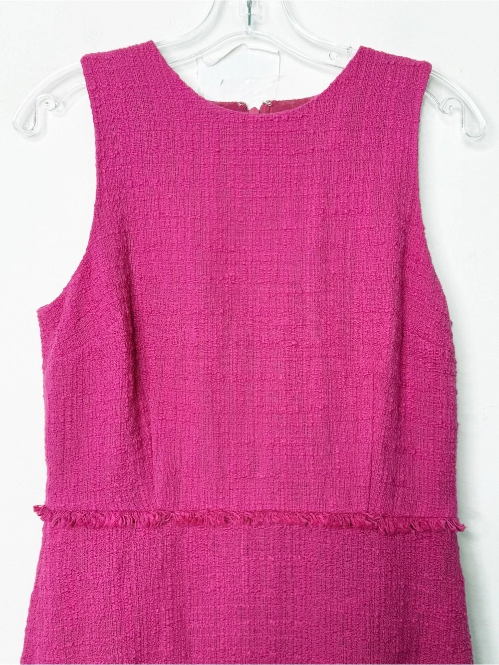 J. CREW | Pink Fluted hem A-line Dress in Textured Cotton Tweed Sz. 8 Tall